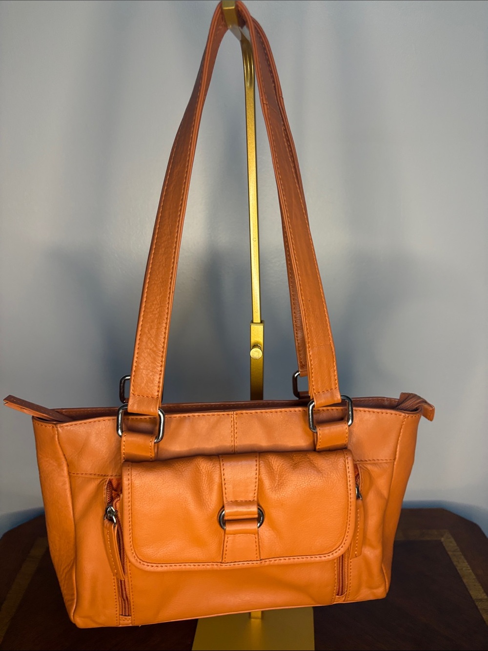 Great American Leather Works Classic Orange Shoulder Bag - Women's Leather Tote